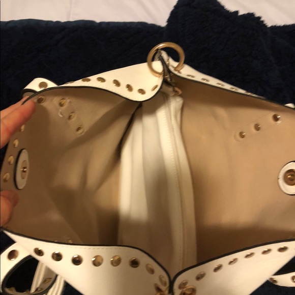 White studded Bag w/Extra Interior Bag- Never Used - Picture 2 of 4